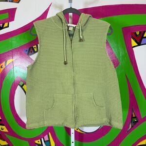 CJ Banks, Waffle Knit Hooded ZipUp Vest. Size X. In good used condition!
